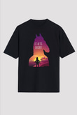 Bojack Horseman Baskılı Unisex Siyah Oversize Tişört - Tshirt