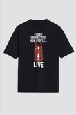 Bojack Horseman Baskılı Unisex Siyah Oversize Tişört - Tshirt