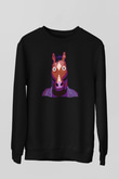 Bojack Horseman Baskılı Unisex Siyah Sweatshirt