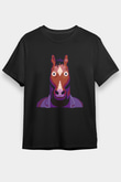 Bojack Horseman Baskılı Unisex Siyah Tişört - Tshirt