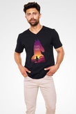 Bojack Horseman Baskılı Unisex Siyah V Yaka Tişört - Tshirt