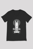Bojack Horseman Baskılı Unisex Siyah V Yaka Tişört - Tshirt