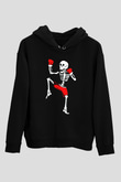 Boksçu İskeletSiyah  Unisex Hoodie