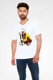 Boney M Baskılı Beyaz Unisex V Yaka Tişört - Tshirt