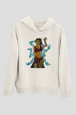Borderlands Baskılı Beyaz Unisex Kapüşonlu Sweatshirt