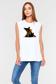 Borderlands Baskılı Beyaz Unisex Kolsuz Tişört - Tshirt