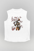 Borderlands Baskılı Beyaz Unisex Kolsuz Tişört - Tshirt