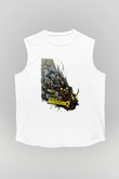 Borderlands Baskılı Beyaz Unisex Kolsuz Tişört - Tshirt