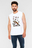 Borderlands Baskılı Beyaz Unisex Kolsuz Tişört - Tshirt