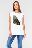 Borderlands Baskılı Beyaz Unisex Kolsuz Tişört - Tshirt