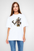 Borderlands Baskılı Beyaz Unisex Oversize Tişört - Tshirt