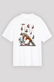 Borderlands Baskılı Beyaz Unisex Oversize Tişört - Tshirt