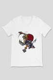 Borderlands Baskılı Beyaz Unisex V Yaka Tişört - Tshirt