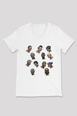 Borderlands Baskılı Beyaz Unisex V Yaka Tişört - Tshirt