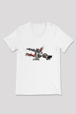 Borderlands Baskılı Beyaz Unisex V Yaka Tişört - Tshirt