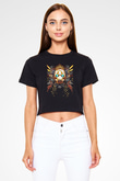 Borderlands Baskılı Siyah Crop Top Kadın Tişört - Tshirt
