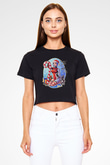 Borderlands Baskılı Siyah Crop Top Kadın Tişört - Tshirt