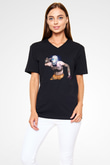 Borderlands Baskılı Unisex Siyah V Yaka Tişört - Tshirt