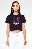 Borgore Siyah  Crop Top Tişört