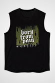 Born from Pain Baskılı Unisex Siyah Kolsuz Tişört