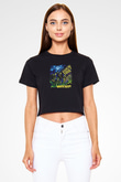 Bouncing Souls Baskılı Unisex Siyah Crop Top Tişört