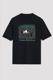 Bouncing Souls Baskılı Unisex Siyah Oversize Tişört