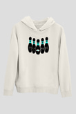 Bovling Baskılı Unisex Ekru Hoodie