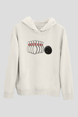 Bovling Beyaz Unisex Kapüşonlu Sweatshirt