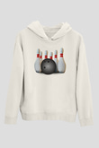 Bovling Beyaz Unisex Kapüşonlu Sweatshirt