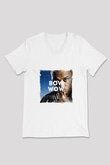Bow Wow Baskılı Beyaz V Yaka Unisex Tişört