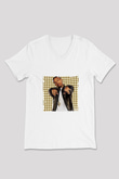 Bow Wow Baskılı Beyaz V Yaka Unisex Tişört