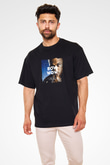 Bow Wow Baskılı Unisex Oversize Siyah Tişört