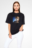 Bow Wow Baskılı Unisex Oversize Siyah Tişört