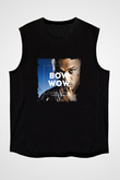 Bow Wow Baskılı Unisex Siyah Kolsuz Tişört