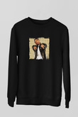 Bow Wow Baskılı Unisex Siyah Sweatshirt