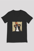 Bow Wow Baskılı Unisex Siyah V Yaka Tişört