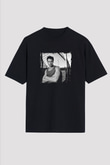 Brad Pitt Baskılı Unisex Siyah Oversize Tişört