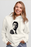 Brad Pitt Beyaz Unisex Kapüşonlu Sweatshirt