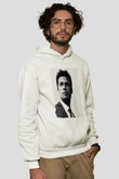 Brad Pitt Beyaz Unisex Kapüşonlu Sweatshirt