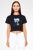 Bran Kalesi Siyah Crop Top Tişört