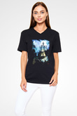 Bran Kalesi Siyah Unisex V Yaka Tişört T-Shirt