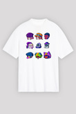 Brawl Stars Baskılı Beyaz Unisex Oversize Tişört - Tshirt