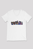 Brawl Stars Baskılı Beyaz Unisex V Yaka Tişört - Tshirt