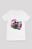 Brawl Stars Baskılı Beyaz Unisex V Yaka Tişört - Tshirt