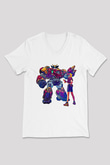 Brawl Stars Baskılı Beyaz Unisex V Yaka Tişört - Tshirt