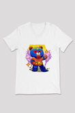 Brawl Stars Baskılı Beyaz Unisex V Yaka Tişört - Tshirt