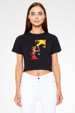 Brawl Stars Baskılı Siyah Crop Top Kadın Tişört - Tshirt