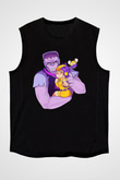 Brawl Stars Baskılı Unisex Siyah Kolsuz Tişört - Tshirt