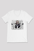 Bray Wyatt Baskılı Beyaz Unisex V Yaka Tişört - Tshirt