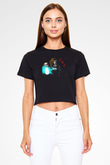 Bray Wyatt Baskılı Siyah Crop Top Kadın Tişört - Tshirt